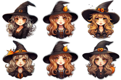 50 Witch Sticker Illustration PNG Ideas Halloween Cartoon Product Image 9