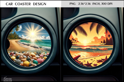 Beach|Starfish |Sunset | Summer Vibes Car Coaster Design Product Image 1