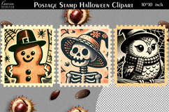 Vintage Postage Stamp Fall Halloween Clipart Product Image 1