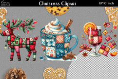 Patchwork Christmas Clipart|Quilted Christmas Design Product Image 1