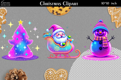 Iridescent Christmas Clipart|Neon Glitter Christmas Bundle Product Image 10