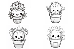 36 Kawaii Cactus Sticker Colour Book Illustration Cartoon Product Image 9