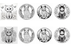 100 Coloring Pages of Cats Book Illustrations JPG Product Image 9