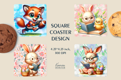 Cute Easter Bunny| Happy Easter Square Coaster Product Image 1