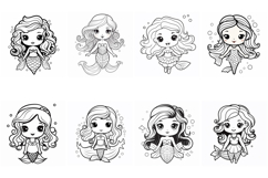 76 Mermaid Princess Girl Clipart Color Book Illustration Product Image 2