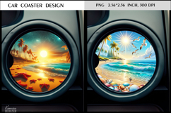 Ocean |Beach |Sunset | Summer Vibes Car Coaster Design Product Image 1