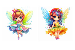 50 Rainbow Fairy Fairies Girls Illustrations Sticker JPG 2 Product Image 10