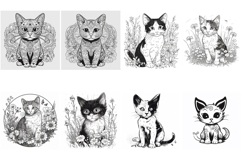 100 Coloring Pages of Cats Book Illustrations JPG Product Image 10