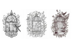 32 Vintage Bird Birdcage Illustration Logo Decoration Design Product Image 6