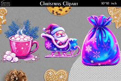 Iridescent Christmas Clipart|Neon Glitter Christmas Design Product Image 1