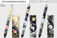 Vintage Magic and Celestial|Wolf| Rose Flower Pen Design Product Image 1