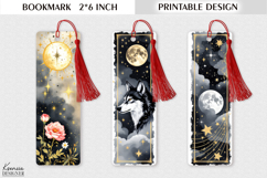 Golden Celestial Printable Bookmark | Wolf Tarot Design Product Image 1