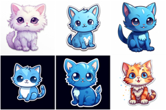 100 Kitten Cat Sticker Illustrations Designs JPG Product Image 10