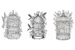 32 Vintage Bird Birdcage Illustration Logo Decoration Design Product Image 7