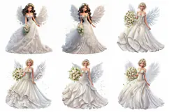 60 Fairy Princess Angel Wedding Dress Illustration JPG Product Image 2