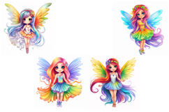 50 Rainbow Fairy Fairies Girls Illustrations Sticker JPG Product Image 11
