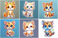 100 Kitten Cat Sticker Illustrations Designs JPG Product Image 11