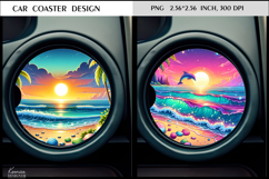 Ocean |Beach |Dolphin | Summer Vibes Car Coaster Design Product Image 1