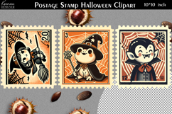 Vintage Postage Stamp Fall Halloween Clipart Product Image 1
