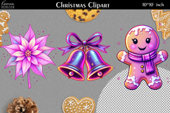 Iridescent Christmas Clipart|Neon Glitter Christmas Bundle Product Image 12