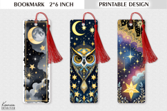 Golden Celestial Printable Bookmark | Owl Tarot Design Product Image 1