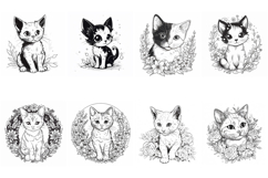 100 Coloring Pages of Cats Book Illustrations JPG Product Image 11