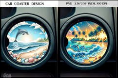 Ocean |Beach |Dolphin | Summer Vibes Car Coaster Design Product Image 1