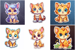 100 Kitten Cat Sticker Illustrations Designs JPG Product Image 12