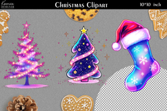 Iridescent Christmas Clipart|Neon Glitter Christmas Bundle Product Image 13
