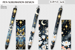 Vintage Magic and Celestial|Owl|White Flower Pen Design Product Image 1