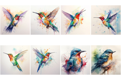 100 Watercolor Bird Illustrations JPG Paintings Kingfisher Product Image 6