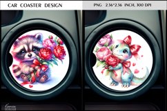 Dinosaur and Raccoon| Animal Car Coaster Design Product Image 1