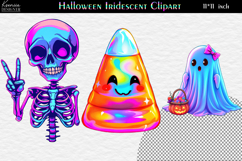 Neon Halloween Clipart|Cute Funny Characters|Ghost|Skeleton Product Image 1