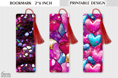 Glitter Stained Glass |Valentines Day Printable Bookmarks Product Image 1