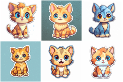100 Kitten Cat Sticker Illustrations Designs JPG Product Image 13