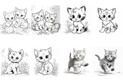 100 Coloring Pages of Cats Book Illustrations JPG Product Image 13