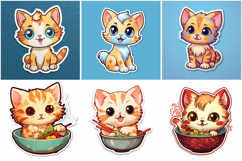 100 Kitten Cat Sticker Illustrations Designs JPG Product Image 14