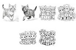 100 Coloring Pages of Cats Book Illustrations JPG Product Image 14