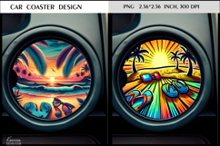 Ocean |Beach |Sunset | Summer Vibes Car Coaster Design Product Image 1