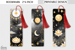 Golden Celestial Printable Bookmark |Lotus Tarot Design Product Image 1