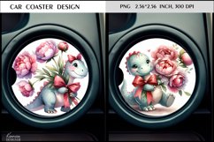 Pink Flower Dinosaur|Cute Animal Car Coaster Design Product Image 1