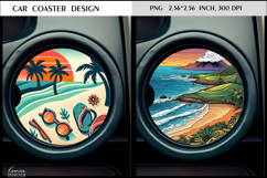 Ocean |Beach |Sunset | Summer Vibes Car Coaster Design Product Image 1
