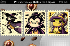 Vintage Postage Stamp Fall Halloween Clipart Product Image 1