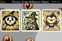 Vintage Postage Stamp Fall Halloween Clipart Product Image 1