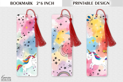 Funny Watercolor Unicorns |Summer Printable Bookmark Product Image 1
