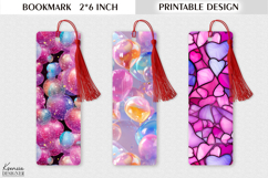 Glitter Stained Glass |Valentines Day Printable Bookmarks Product Image 1