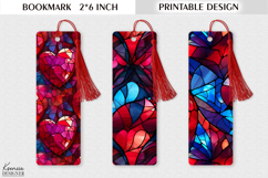 Glitter Stained Glass |Valentines Day Printable Bookmarks Product Image 1