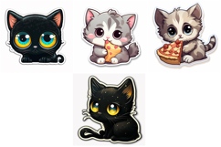 100 Kitten Cat Sticker Illustrations Designs JPG Product Image 18