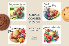 Straw Hat |Summer Quotes Square Coaster Sublimation Product Image 1