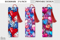 Glitter Stained Glass |Valentines Day Printable Bookmarks Product Image 1